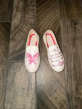 Goby Girls Pink Butterfly Slip-On Shoes
